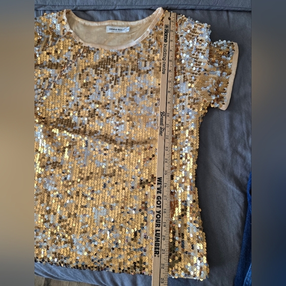 Anna-kaci California Medium Gold Sequin Women's Top - Picture 6 of 7